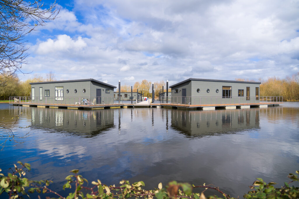 Floating homes at Upton Lake