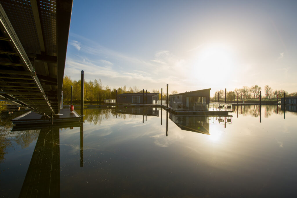 Floating homes at Upton Lake